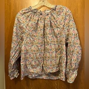 J. Crew Liberty Size M Floral Print Women's Top Ruffle neck and sleeve detail